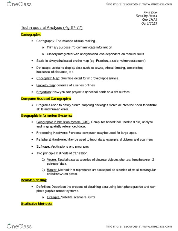 GEOG 1HA3 Chapter Notes -Contour Line, Personal Computer, Quantitative Research thumbnail