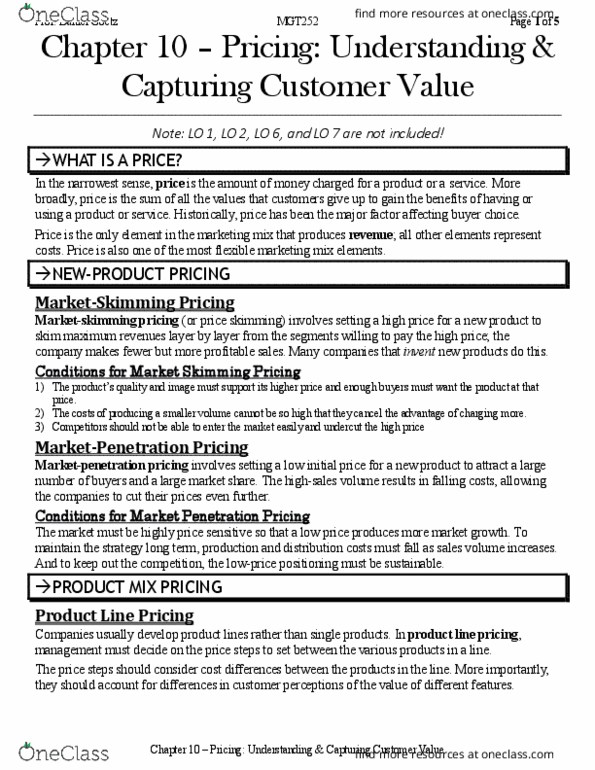 MGT252H5 Chapter Notes - Chapter 10: Marketing Mix, Economy Class, Ebay thumbnail