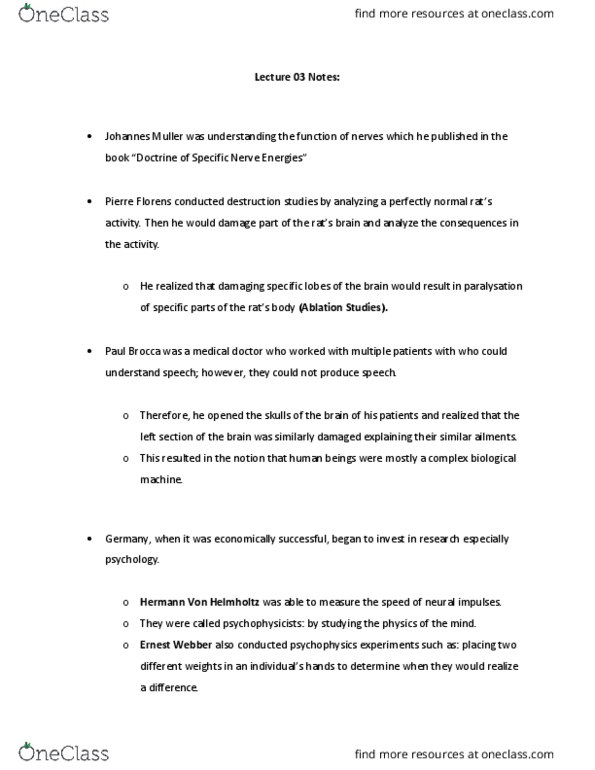 PSYA01H3 Lecture Notes - Lecture 3: Hermann Von Helmholtz, Molecular Machine, Psychophysics thumbnail