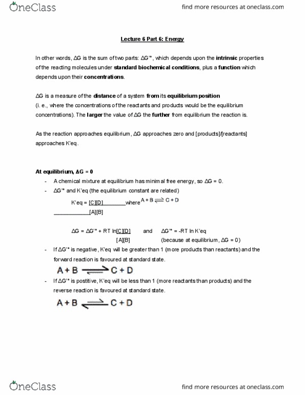 MBB 222 Lecture Notes - Lecture 6: Equilibrium Constant thumbnail