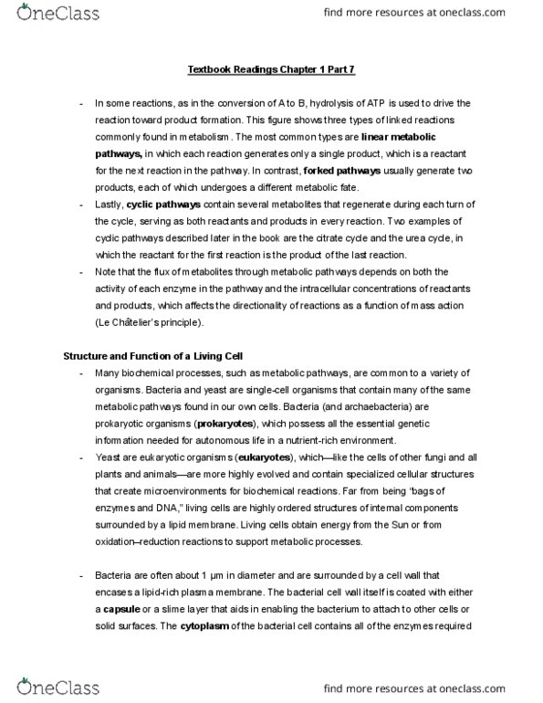 MBB 222 Chapter Notes - Chapter 1: Urea Cycle, Atp Hydrolysis, Lipid Bilayer thumbnail