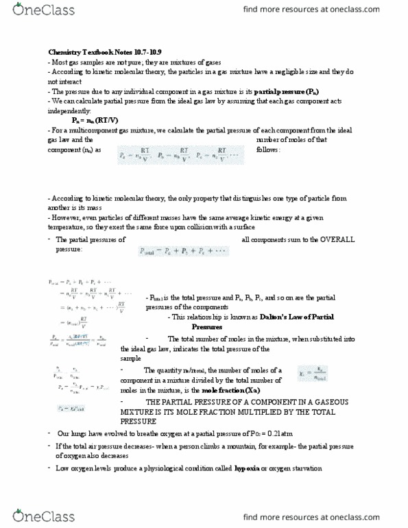 01:160:161 Chapter Notes - Chapter 10.7-10.9: Kinetic Theory Of Gases, Ideal Gas Law, Partial Pressure thumbnail