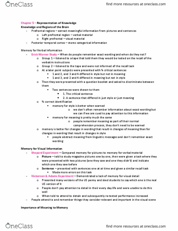 Psychology 2135A/B Chapter Notes - Chapter 5: Temporal Lobe, Sentence Clause Structure, Parsley thumbnail