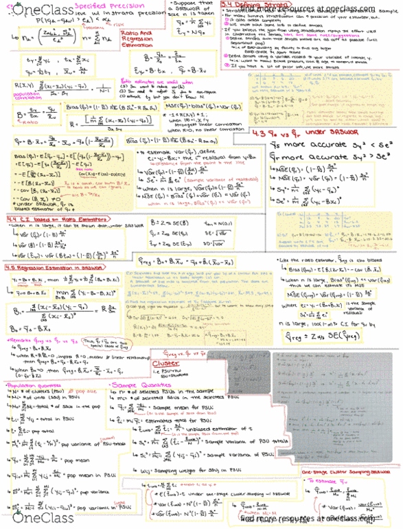 MAT 3377 Quiz: Cheat sheet - OneClass