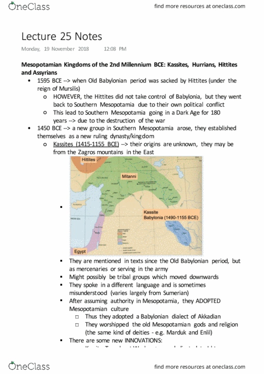 NEST 319 Lecture Notes - Lecture 25: First Babylonian Dynasty, Zagros Mountains, Enlil thumbnail