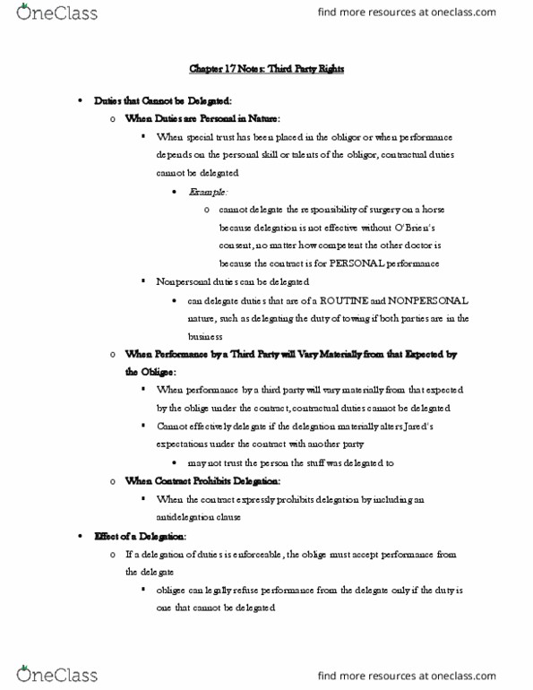 BALW20150 Chapter Notes - Chapter 17: Contract thumbnail