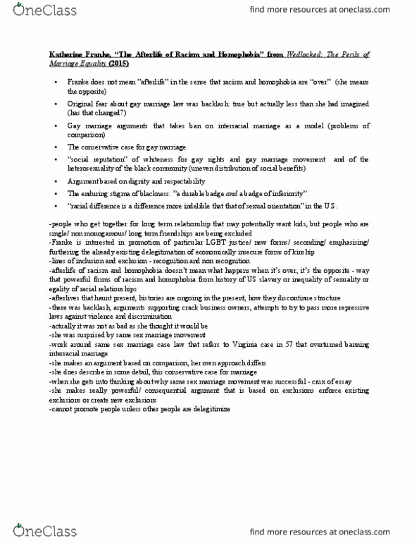 GSWS 096 Lecture 20: GSWS 096 - Lecture 20, “The Afterlife of Racism and Homophobia” from Wedlocked_ The Perils of Marriage Equality thumbnail