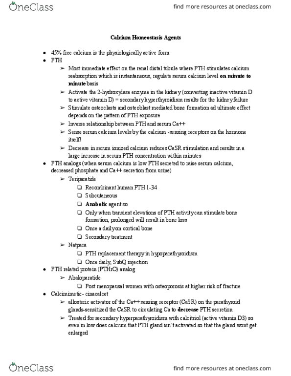 PMY 302 Lecture 47: Pharmacology Calcium Homeostasis Agents thumbnail