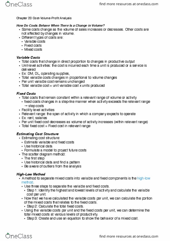 ACCTG 211 Lecture 14: Chapter 20 Cost-Volume-Profit Analysis thumbnail