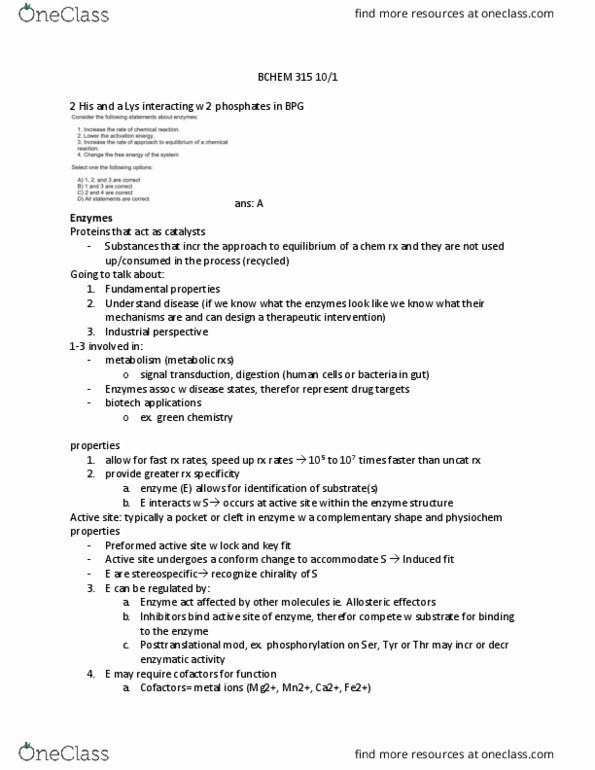 BCHM 310 Lecture 27: BCHEM 315 10:1 thumbnail