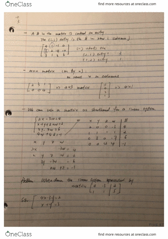 Mathematics 1229A/B Lecture 5: Matrix cover image