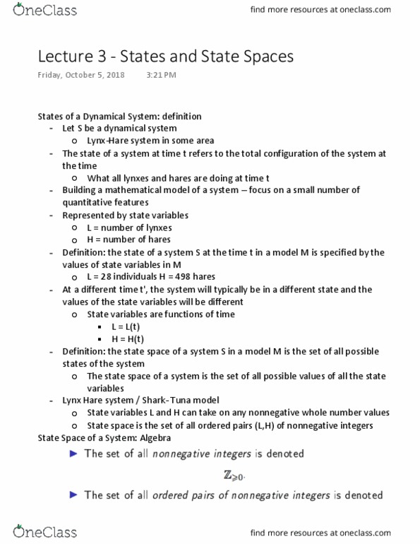 LIFESCI 30A Lecture 3: Lecture 3 - States and State Spaces thumbnail