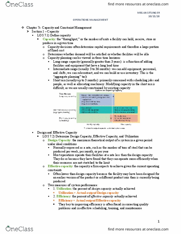 BUSQOM 1070 Chapter Notes - Chapter 7s: Capacity Planning, Fixed Cost, Variable Cost thumbnail