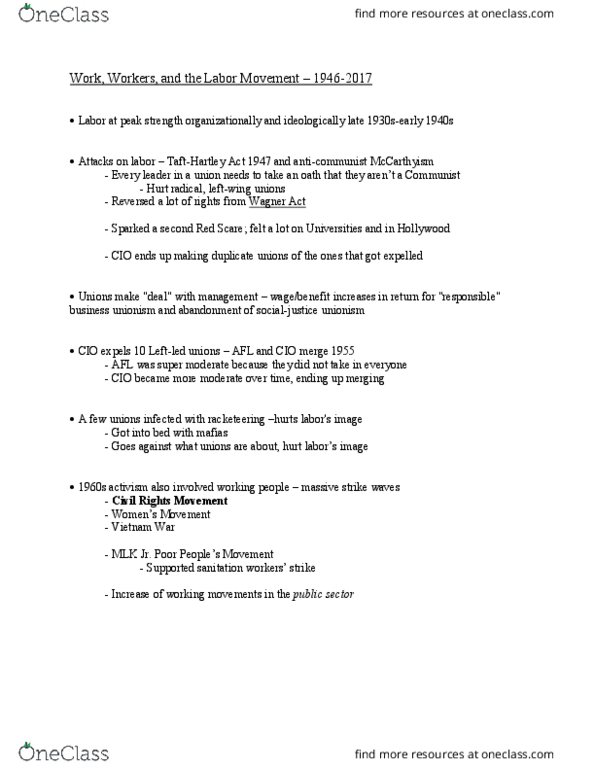 37:575:202 Lecture Notes - Lecture 12: National Labor Relations Act, Business Unionism, Outsourcing thumbnail