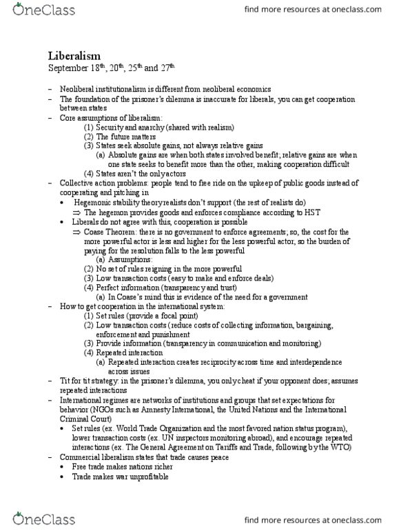 POLS 051 Lecture Notes - Lecture 3: Hegemonic Stability Theory, Coase Theorem, International Criminal Court thumbnail