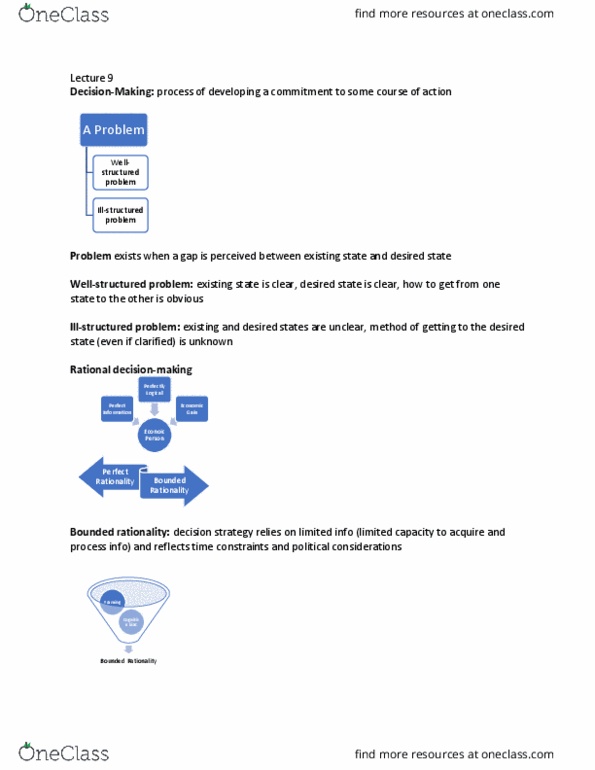 RSM260H1 Lecture Notes - Lecture 9: Bounded Rationality, Cognitive Bias, Rationality thumbnail