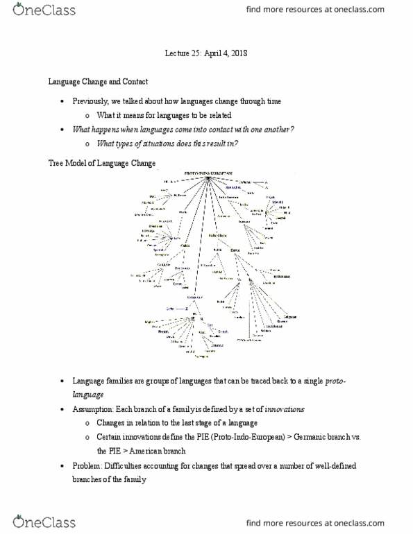LING 200 Lecture Notes - Lecture 25: Indo-European Languages, Language Change, Germanic Languages thumbnail