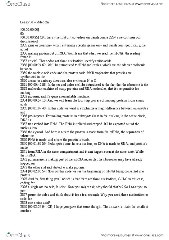 CAS BI 203 Lecture Notes - Lecture 6: Leucine, Wobble Base Pair, Alanine thumbnail