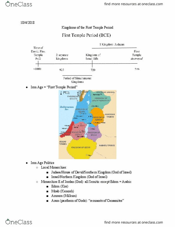 MIDEAST 207 Lecture Notes - Lecture 8: History Of Ancient Israel And Judah, Idolatry, Via Maris thumbnail