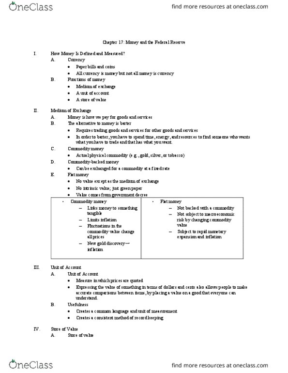 ECON 2105 Lecture Notes - Lecture 17: Commodity Money, Green Paper, Barter thumbnail