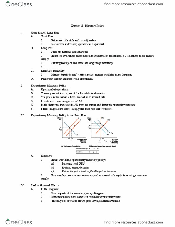 ECON 2105 Lecture Notes - Lecture 18: Open Market Operation, Loanable Funds, Monetary Policy thumbnail