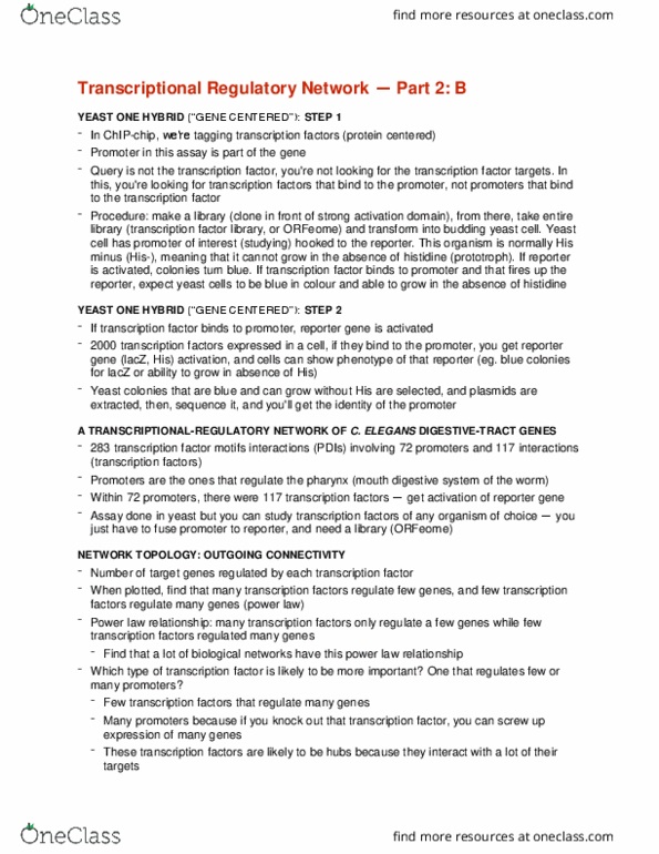 CMMB 461 Lecture Notes - Lecture 24: Power Law, Lac Operon, Histidine thumbnail