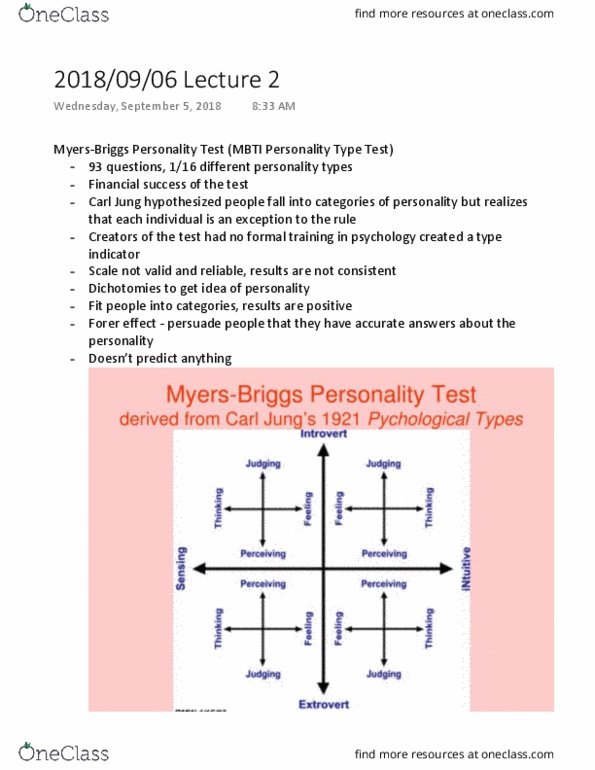 PSYC 332 Lecture Notes - Lecture 2: Carl Jung, Type Certificate, Factor Analysis thumbnail