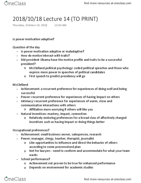 PSYC 332 Lecture Notes - Lecture 14: Political Psychology, Longitudinal Study, Conscientiousness thumbnail