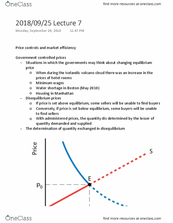 ECON 208 Lecture Notes - Lecture 7: Economic Equilibrium, Price Controls, Shortage thumbnail