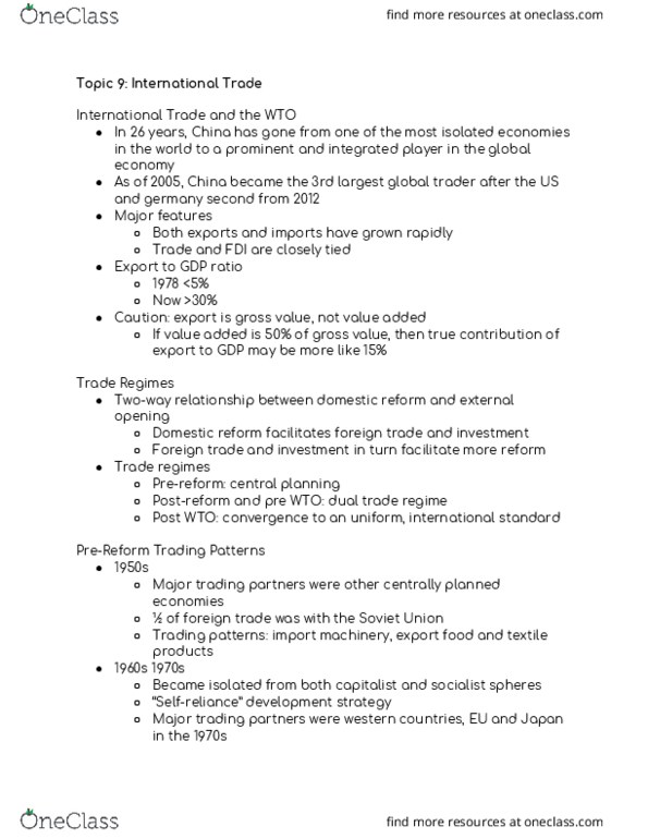 ECON 162 Lecture Notes - Lecture 9: World Trade Organization, Planned Economy, Foreign-Exchange Reserves thumbnail