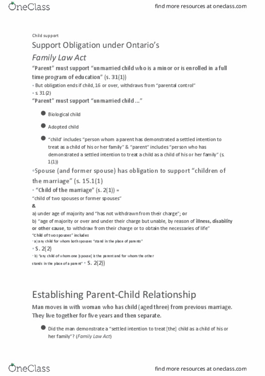 Law 2101 Lecture Notes - Lecture 13: Child Support, Contract, Payment thumbnail