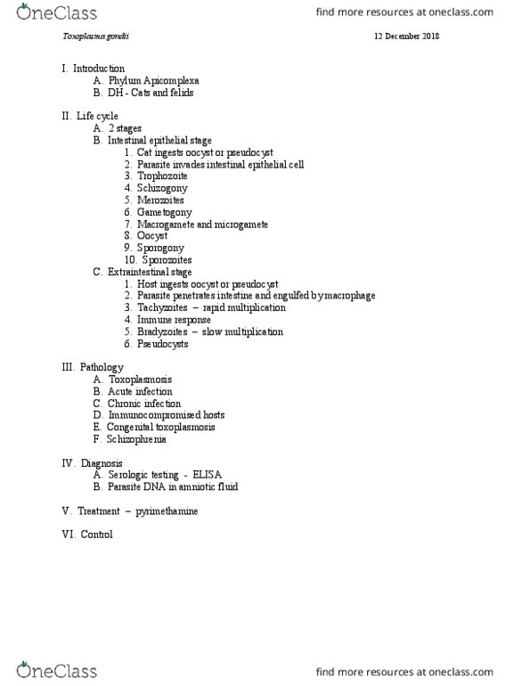 01:146:328 Lecture Notes - Lecture 24: Pseudocyst, Immunodeficiency, Pyrimethamine thumbnail