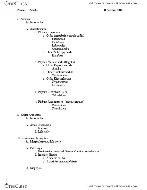 01:146:328 Lecture Notes - Lecture 17: Amoebiasis, Trichomonadida, Diplomonad thumbnail