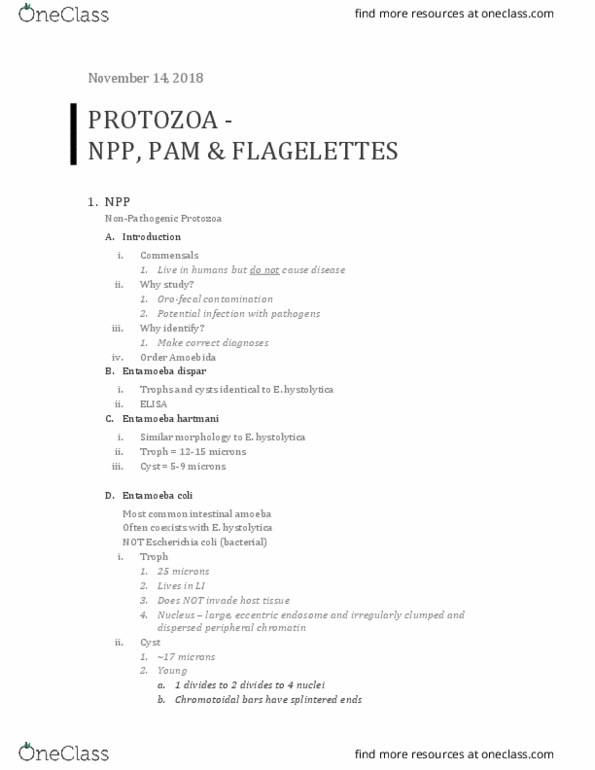 01:146:328 Lecture Notes - Lecture 18: Entamoeba, Protozoa, Endosome thumbnail