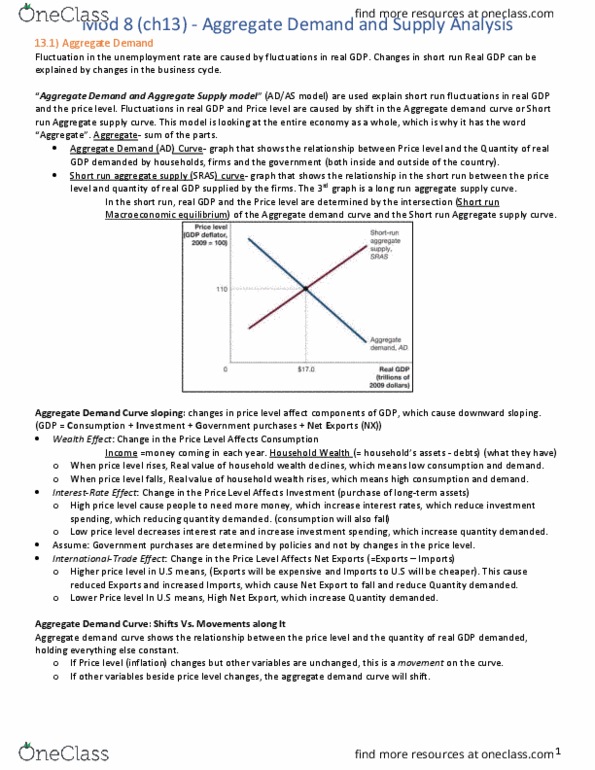 ECO 2013 Chapter Notes - Chapter 13: Aggregate Demand, Aggregate Supply, Demand Curve thumbnail