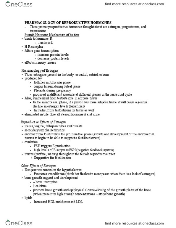 NURS 3550H Lecture Notes - Lecture 6: Corpus Luteum, Bone Resorption, Follicular Phase thumbnail