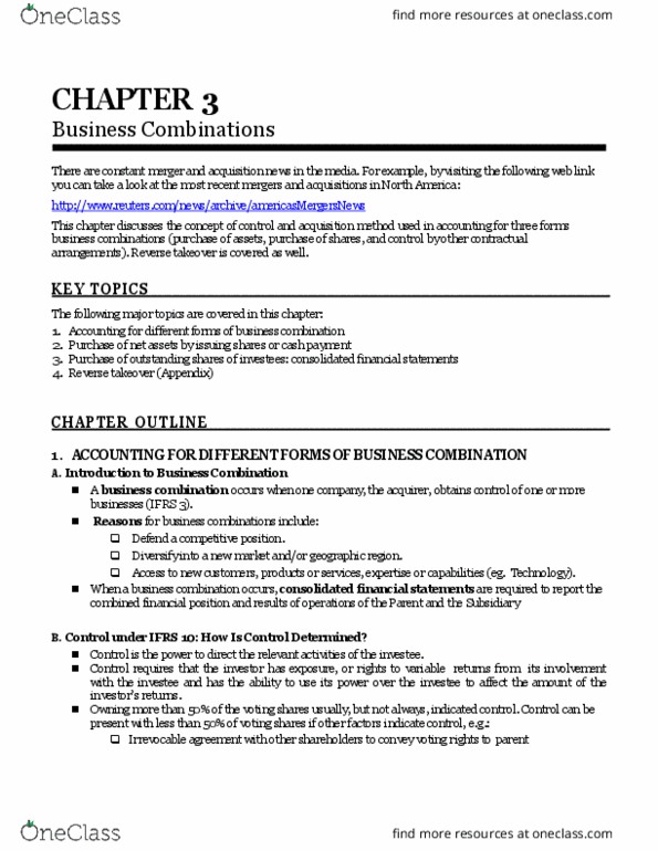 BUS 420 Lecture Notes - Lecture 8: Reverse Takeover, Financial Statement, Issued Shares thumbnail