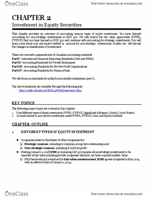 BUS 420 Lecture Notes - Lecture 10: International Financial Reporting Standards, Ias 39, Equity Method thumbnail