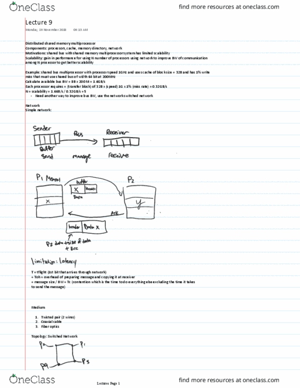 COE 758 Lecture Notes - Lecture 9: Multiprocessing, Distributed Shared Memory, Coaxial Cable thumbnail