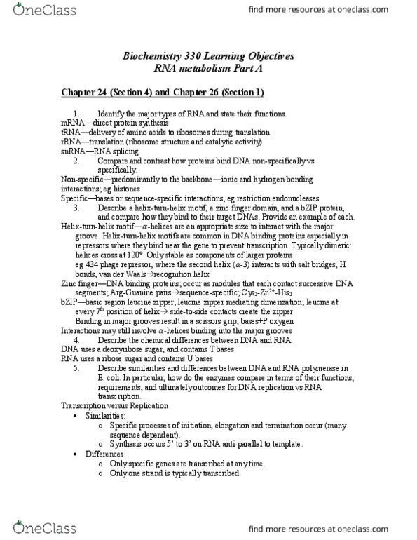 BIOCH330 Lecture Notes - Lecture 11: Leucine Zipper, Zinc Finger, Restriction Enzyme thumbnail
