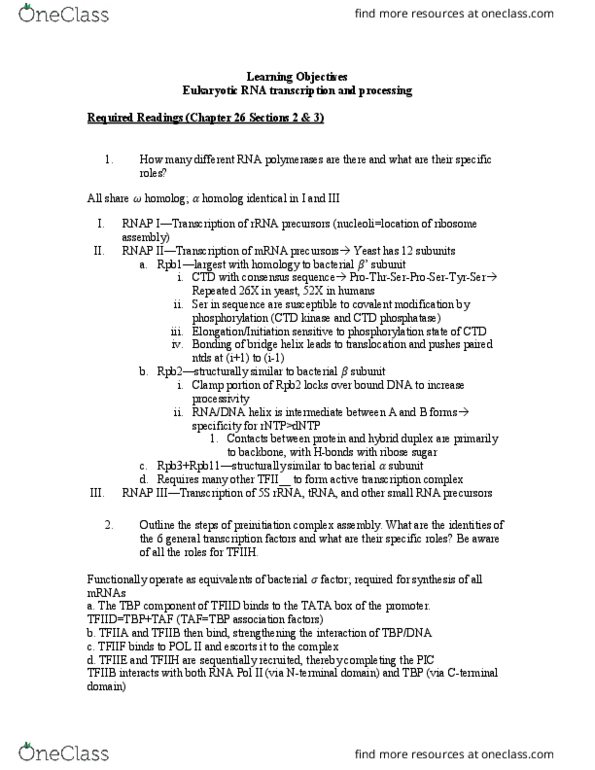 BIOCH330 Lecture Notes - Lecture 12: Transcription Preinitiation Complex, Tata-Binding Protein, Transcription Factor Ii B thumbnail