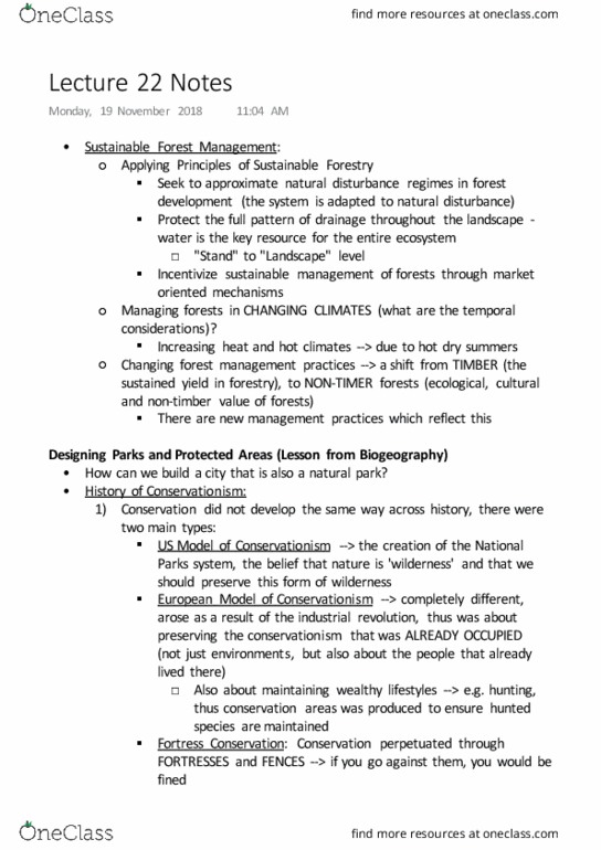 GEOG 310 Lecture Notes - Lecture 22: Conservation Movement, Biogeography, Industrial Revolution thumbnail