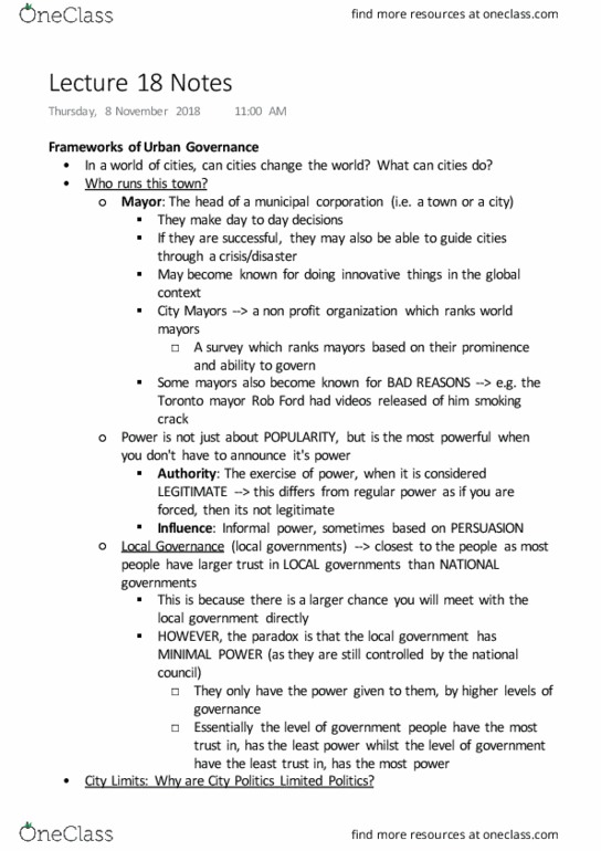 URST 200 Lecture Notes - Lecture 18: Rob Ford, Proportional Representation, Vision Vancouver thumbnail