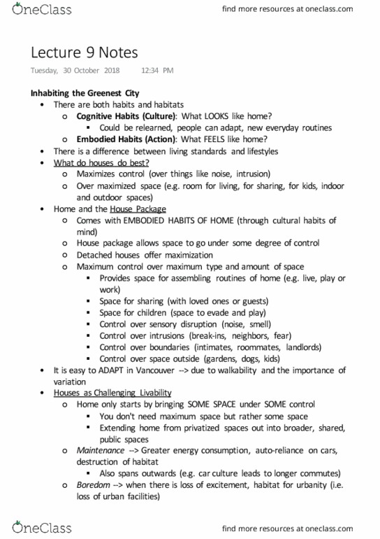 SOCI 364 Lecture Notes - Lecture 9: Walkability thumbnail