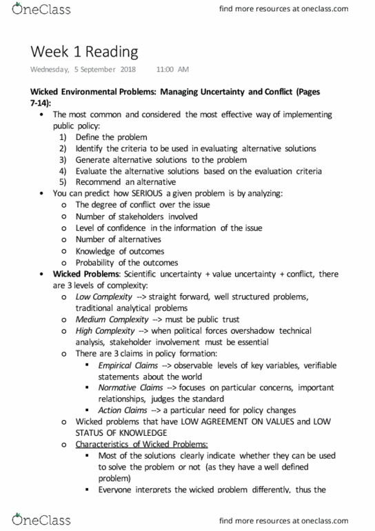GEOG 310 Chapter Notes - Chapter 1: Wicked Problem, Technical Analysis thumbnail