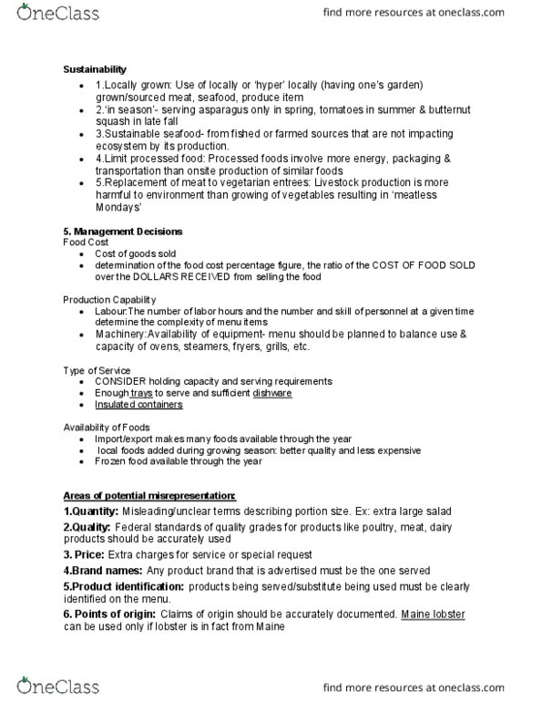 FNS 200 Lecture Notes - Lecture 5: Sustainable Seafood, Juglans Cinerea, Tableware thumbnail