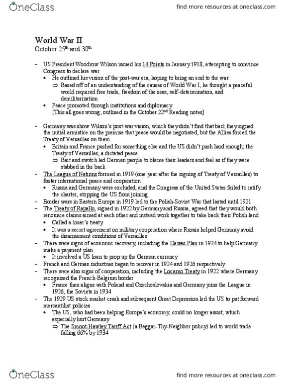 POLS 051 Lecture Notes - Lecture 7: Locarno Treaties, Dawes Plan, Mercantilism thumbnail