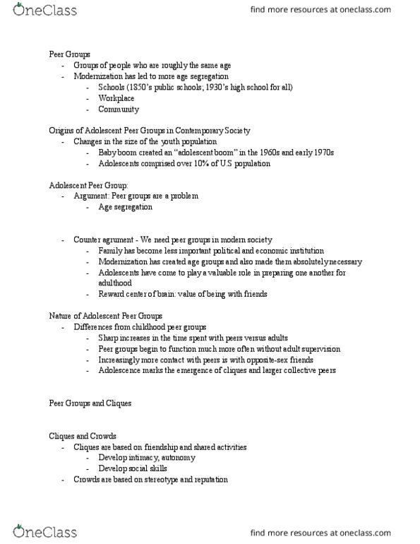 EDUC 2109 Lecture Notes - Lecture 5: Age Segregation, Baby Boom, Peer Pressure thumbnail