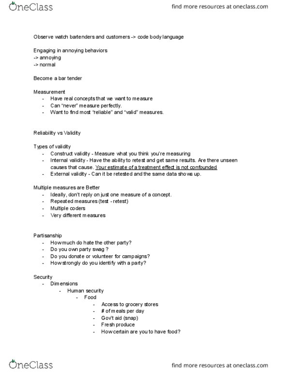 POLS 2503 Lecture Notes - Lecture 3: Human Security, External Validity, Internal Validity thumbnail