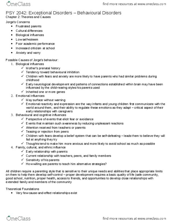 Psychology 2042A/B Chapter Notes -Developmental Psychopathology, Anxiety Disorder, Neuroplasticity thumbnail